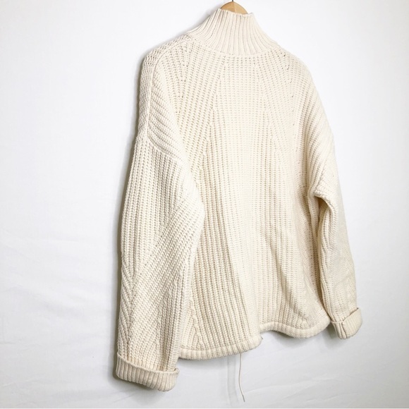 J Crew cream chunky merino wool pull over turtleneck sweater - Picture 10 of 11